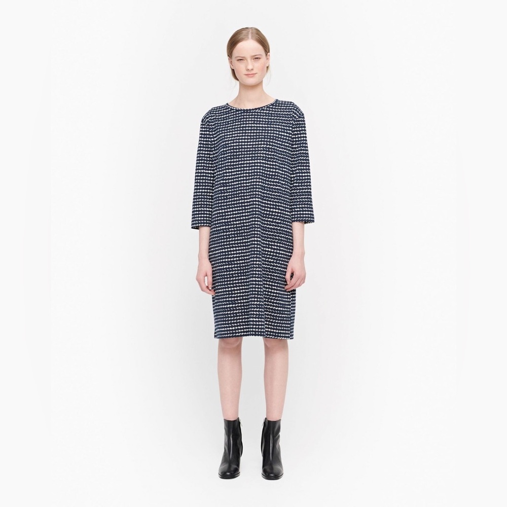 NWOT Marimekko Varpu Räsymatto Dark Blue Dress